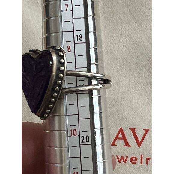 Retire, HTF James Avery Sculpted Hearts and Tulips Purple Doublet ring sz. 9￼ - Picture 9 of 11